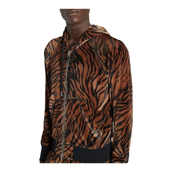 TOM FORD Zebra Print Velour Zip Hoodie Authentic | New With Tags SZ US 42 EU 52 - Picture 6 of 8